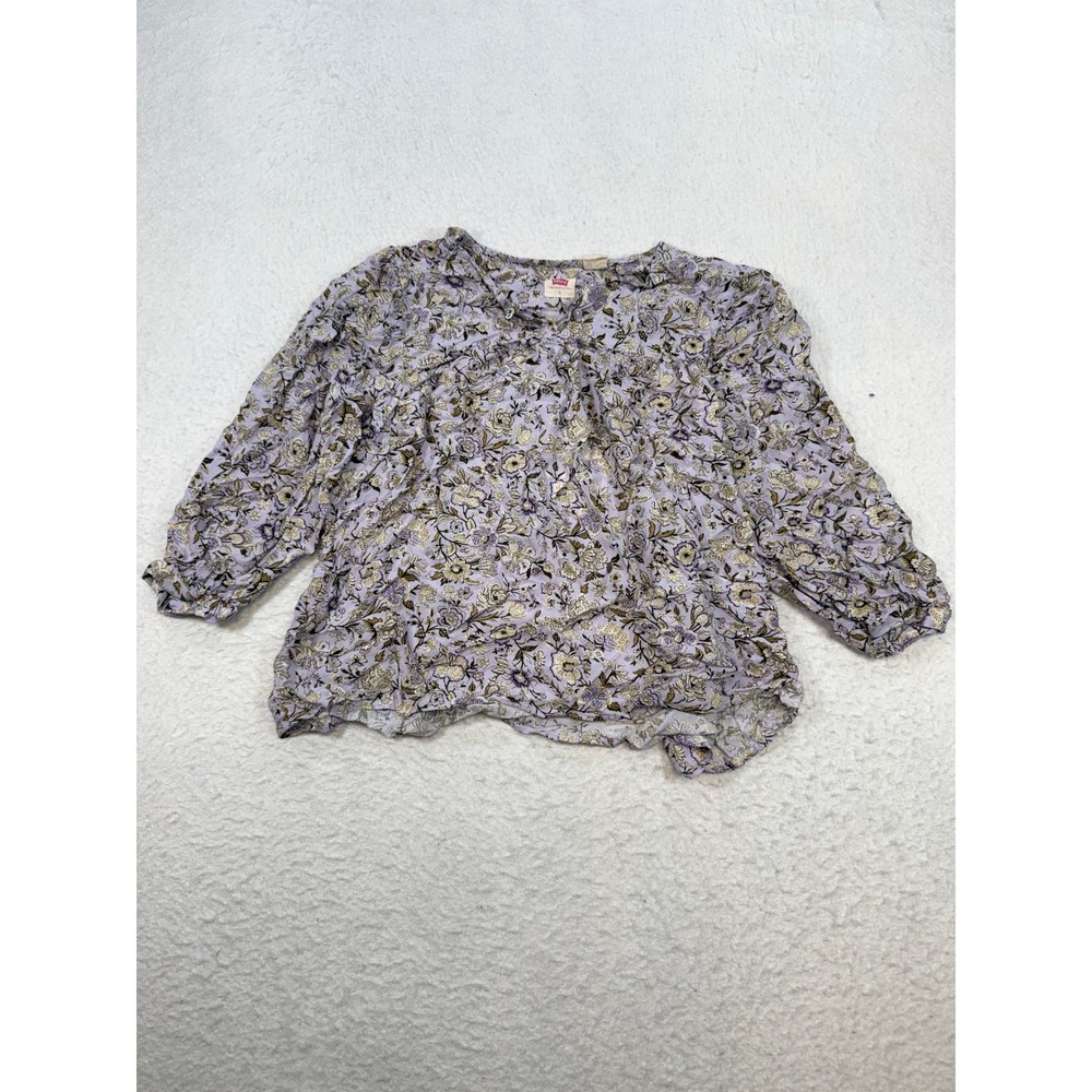 Levis Womens Floral Long Sleeve Blouse Purple Lavender Button Front Size L